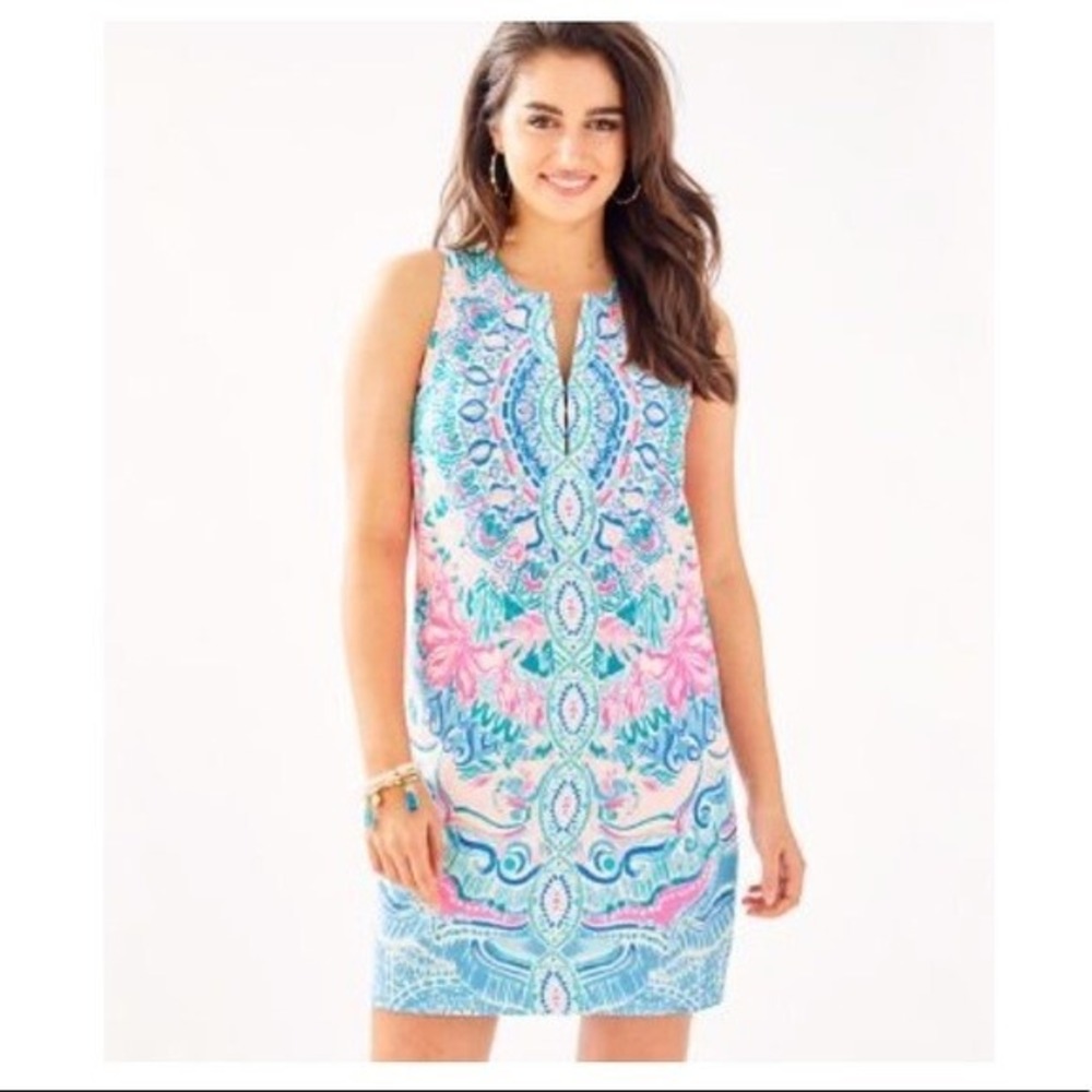 NWT Lilly Pulitzer Kelby Stretch Shift Dress sz 0 2 4 Hot Tamale Engineered